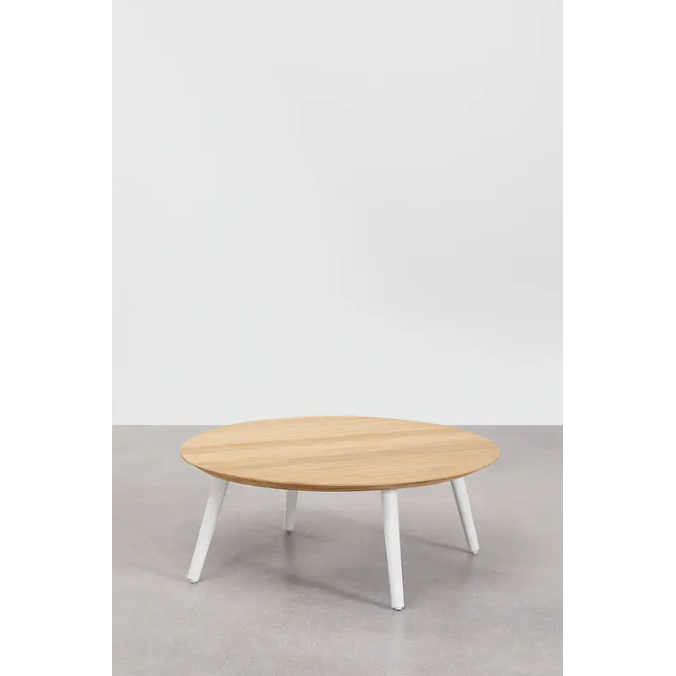 Mesa de centro para jardín redonda Ø80 cm en madera de teca y aluminio Neria 3
