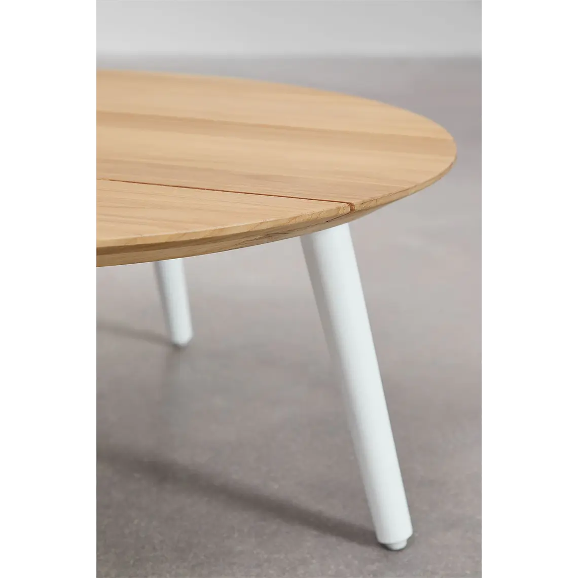 Mesa de centro para jardín redonda Ø80 cm en madera de teca y aluminio Neria 4