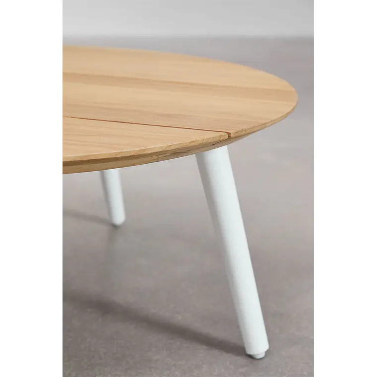 Mesa de centro para jardín redonda Ø80 cm en madera de teca y aluminio Neria 4