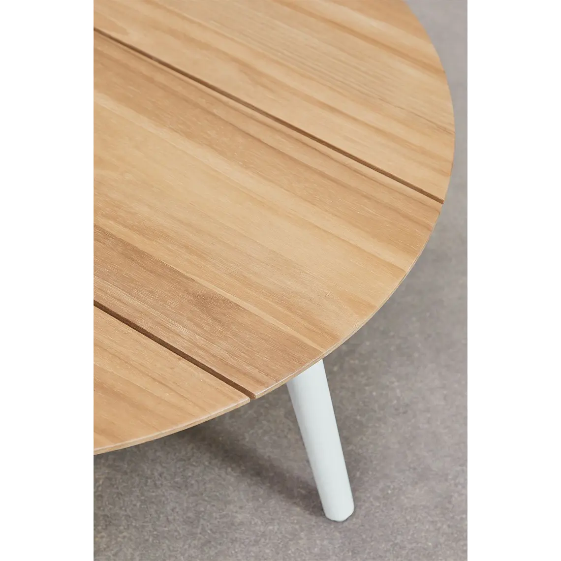 Mesa de centro para jardín redonda Ø80 cm en madera de teca y aluminio Neria 5