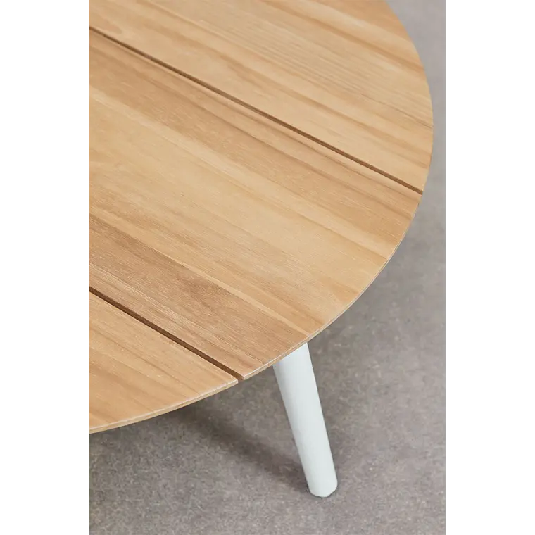 Mesa de centro para jardín redonda Ø80 cm en madera de teca y aluminio Neria 5