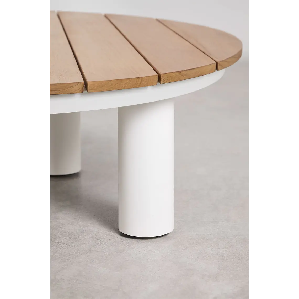 Mesa de centro para jardín redonda Ø80 cm en madera de teca y aluminio Valena 4