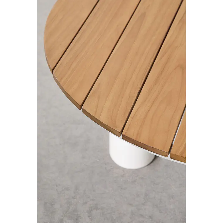 Mesa de centro para jardín redonda Ø80 cm en madera de teca y aluminio Valena 5