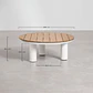 Mesa de centro para jardín redonda Ø80 cm en madera de teca y aluminio Valena - Miniatura 7