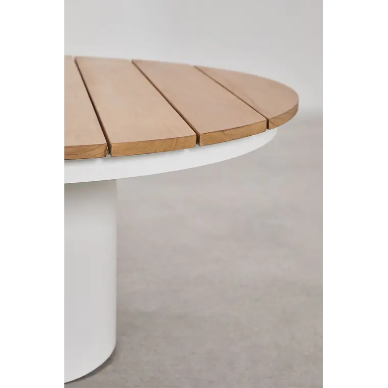 Mesa de centro para jardín redonda Ø90 cm en madera de teca y aluminio Varena 5