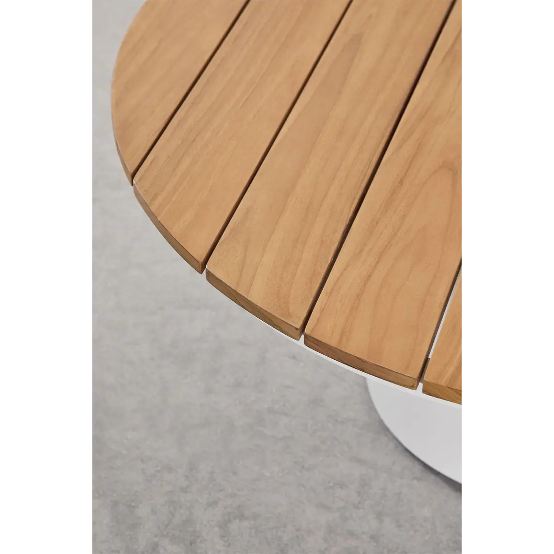 Mesa de centro para jardín redonda Ø90 cm en madera de teca y aluminio Varena 6