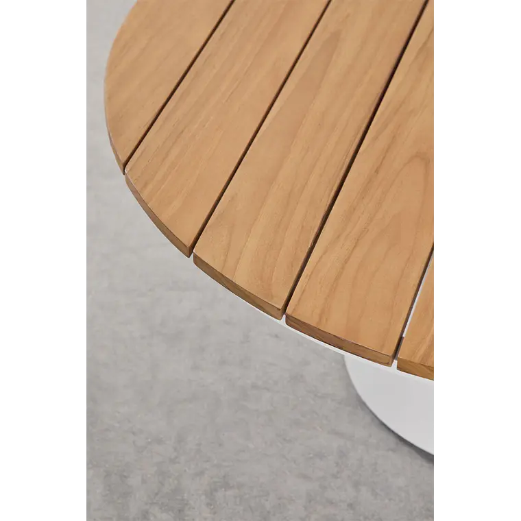 Mesa de centro para jardín redonda Ø90 cm en madera de teca y aluminio Varena 6