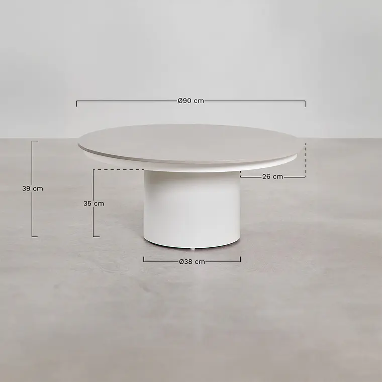 Mesa de centro para jardín redonda Ø90 cm en piedra sinterizada y aluminio Torena 6