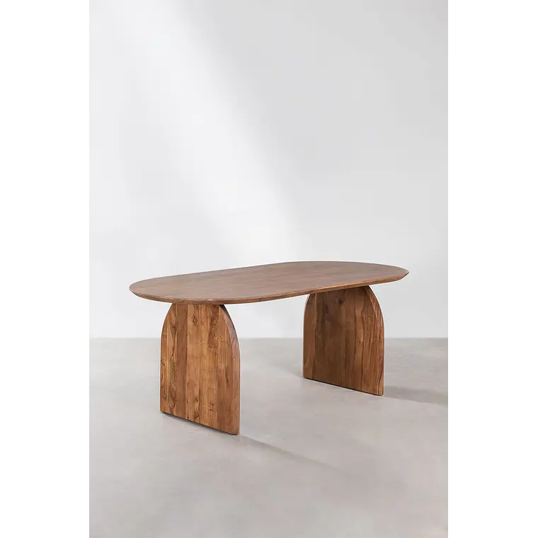 Mesa de comedor ovalada 200x100 cm en madera de acacia 3