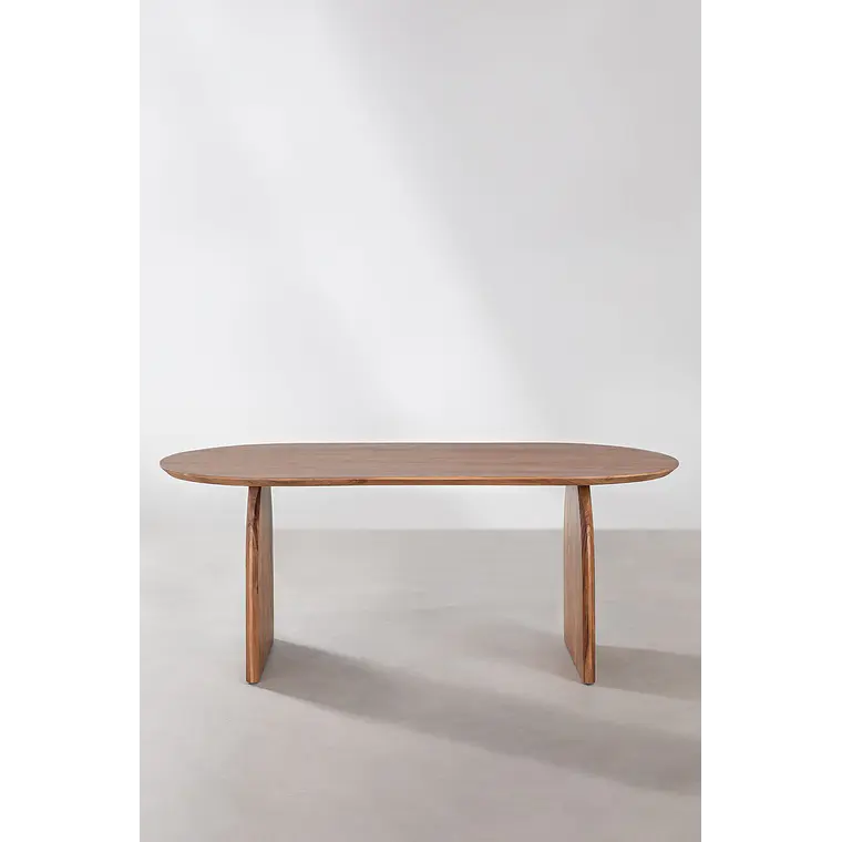 Mesa de comedor ovalada 200x100 cm en madera de acacia 5