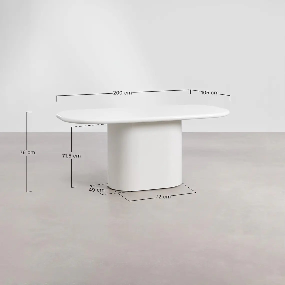 Mesa de comedor ovalada 200x105 cm en MDF 8