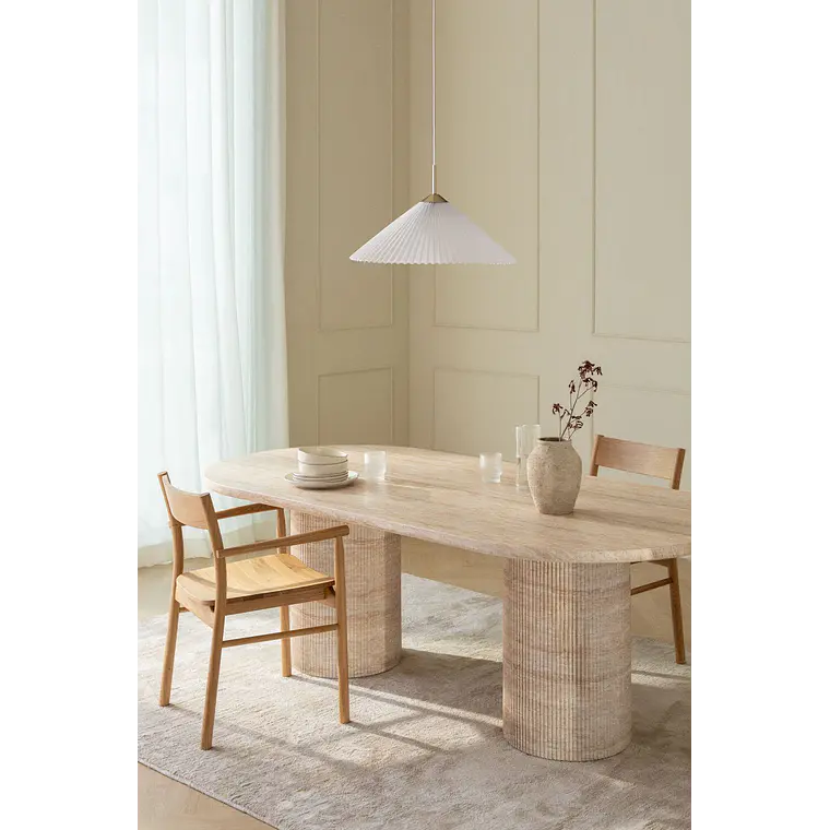 Mesa de comedor ovalada 220x100 cm en cemento look travertino 2