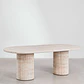 Mesa de comedor ovalada 220x100 cm en cemento look travertino - Miniatura 4