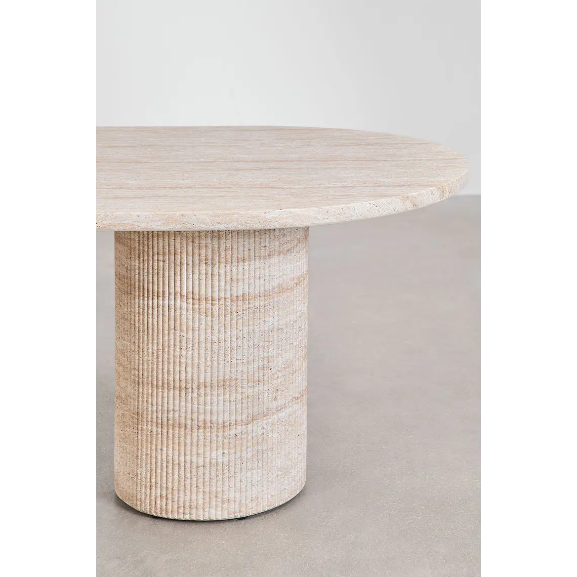 Mesa de comedor ovalada 220x100 cm en cemento look travertino 6