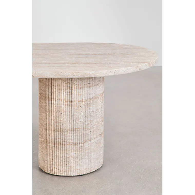 Mesa de comedor ovalada 220x100 cm en cemento look travertino 6