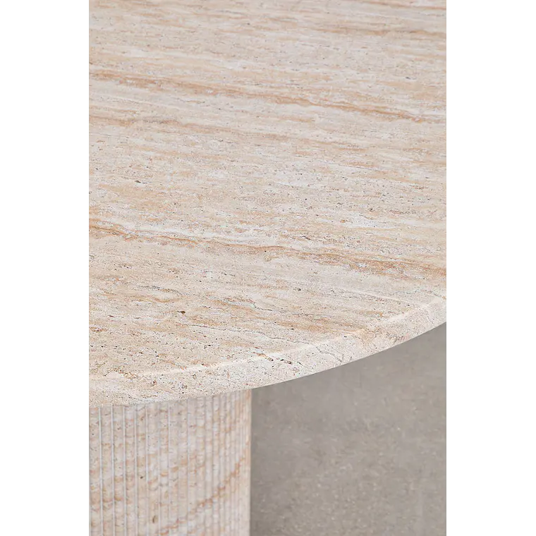 Mesa de comedor ovalada 220x100 cm en cemento look travertino 7