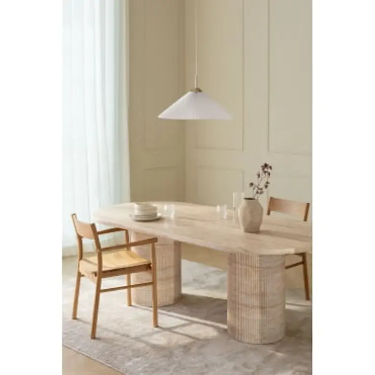 Mesa de comedor ovalada 220x100 cm en cemento look travertino 9