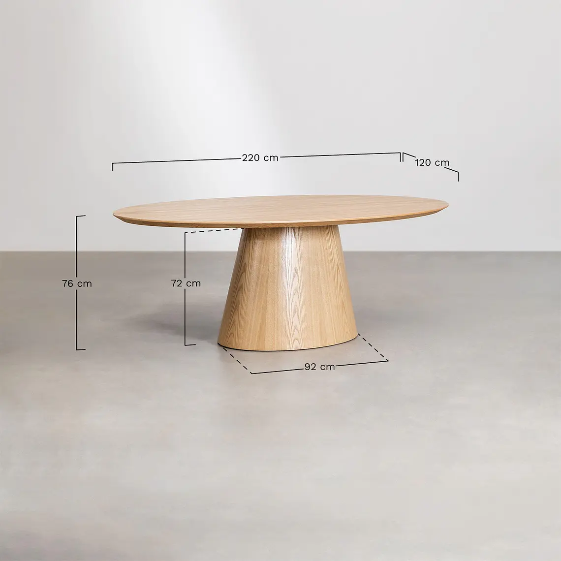 Mesa de comedor ovalada 220x120 cm en madera y MDF 9