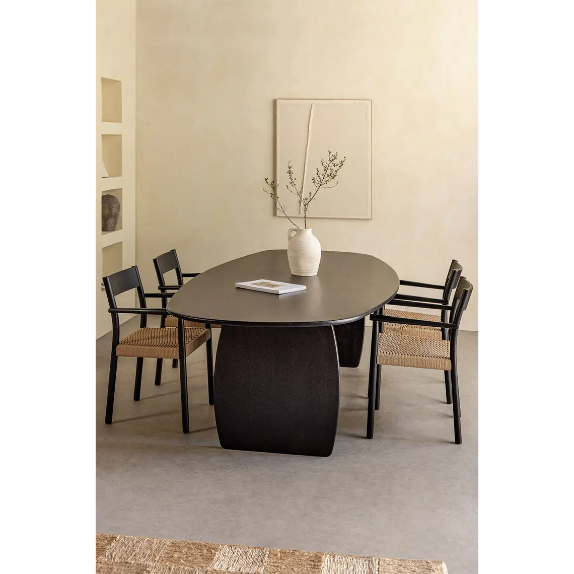 Mesa de comedor ovalada 260x120 cm en madera de mango 1