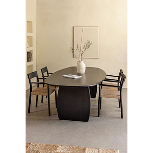 Mesa de comedor ovalada 260x120 cm en madera de mango