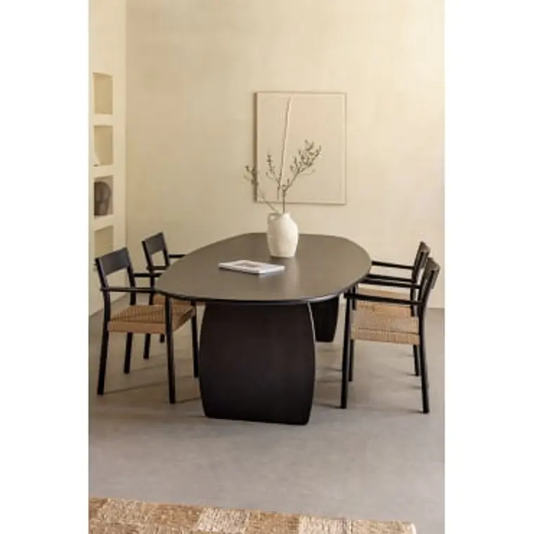 Mesa de comedor ovalada 260x120 cm en madera de mango 10