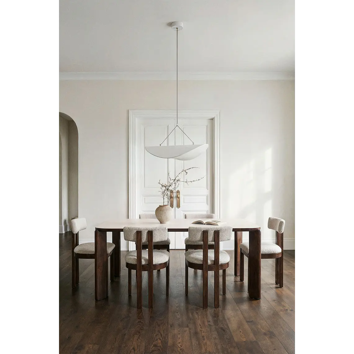Mesa de comedor rectangular 200x100 cm en vidrio templado y MDF 1
