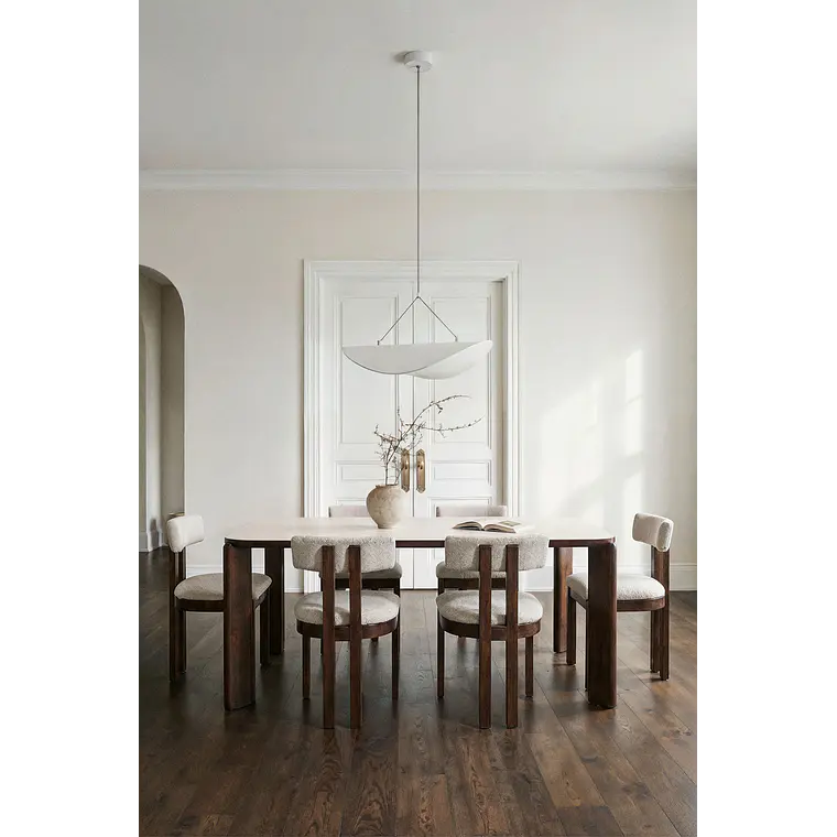 Mesa de comedor rectangular 200x100 cm en vidrio templado y MDF 1