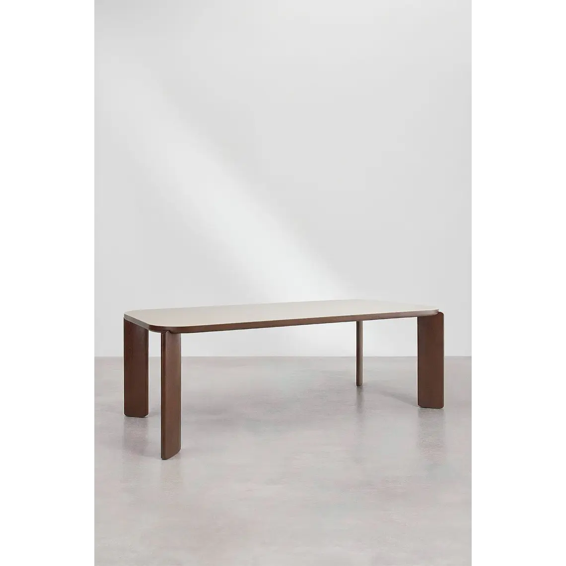 Mesa de comedor rectangular 200x100 cm en vidrio templado y MDF 4