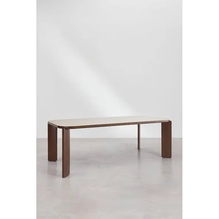 Mesa de comedor rectangular 200x100 cm en vidrio templado y MDF 4