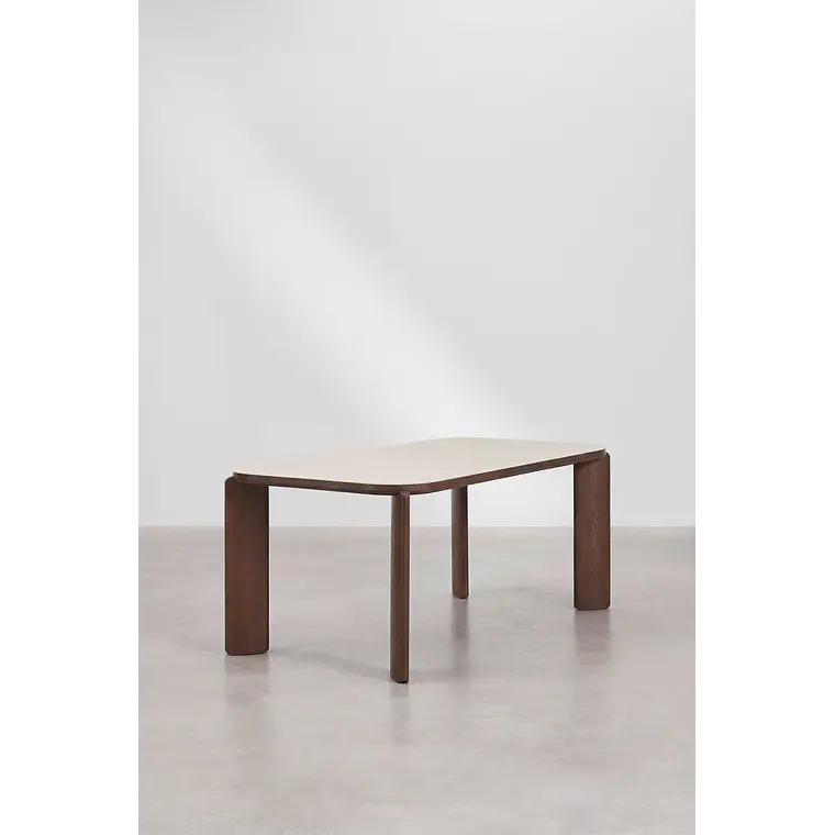 Mesa de comedor rectangular 200x100 cm en vidrio templado y MDF 5