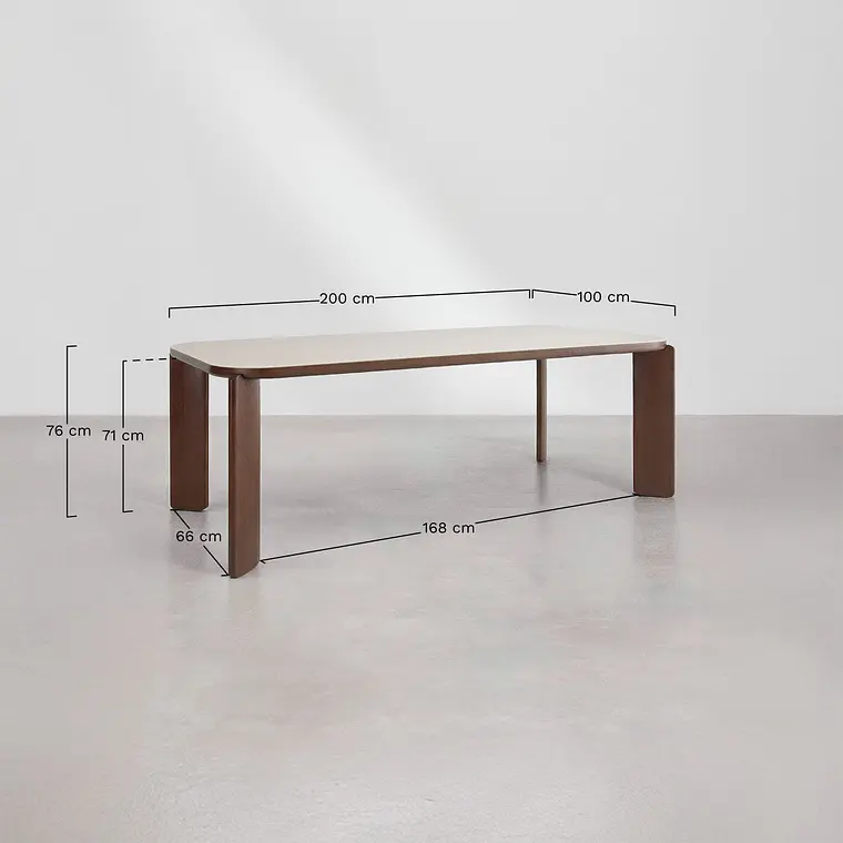Mesa de comedor rectangular 200x100 cm en vidrio templado y MDF 9