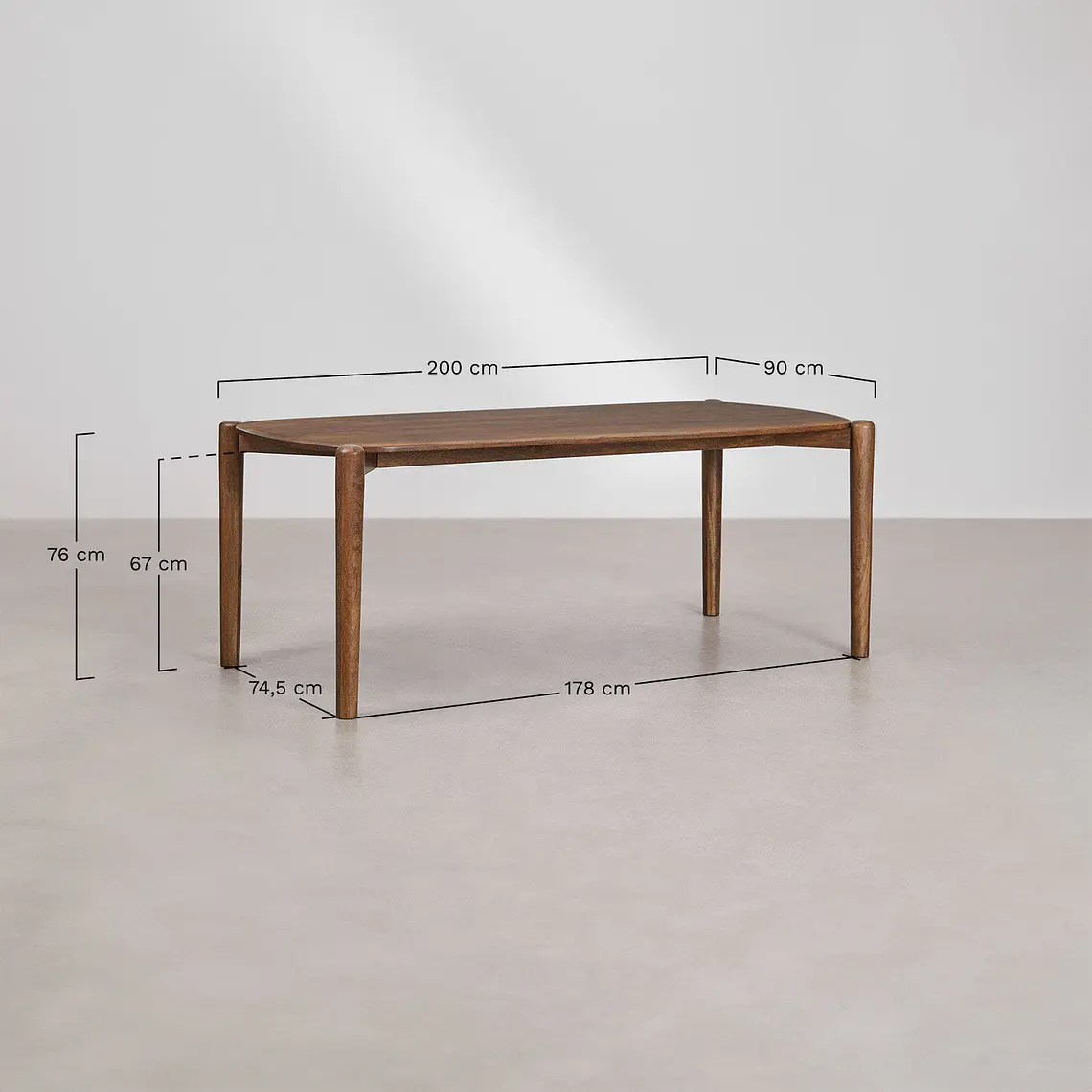 Mesa de comedor rectangular 200x90 cm en madera de mango 10