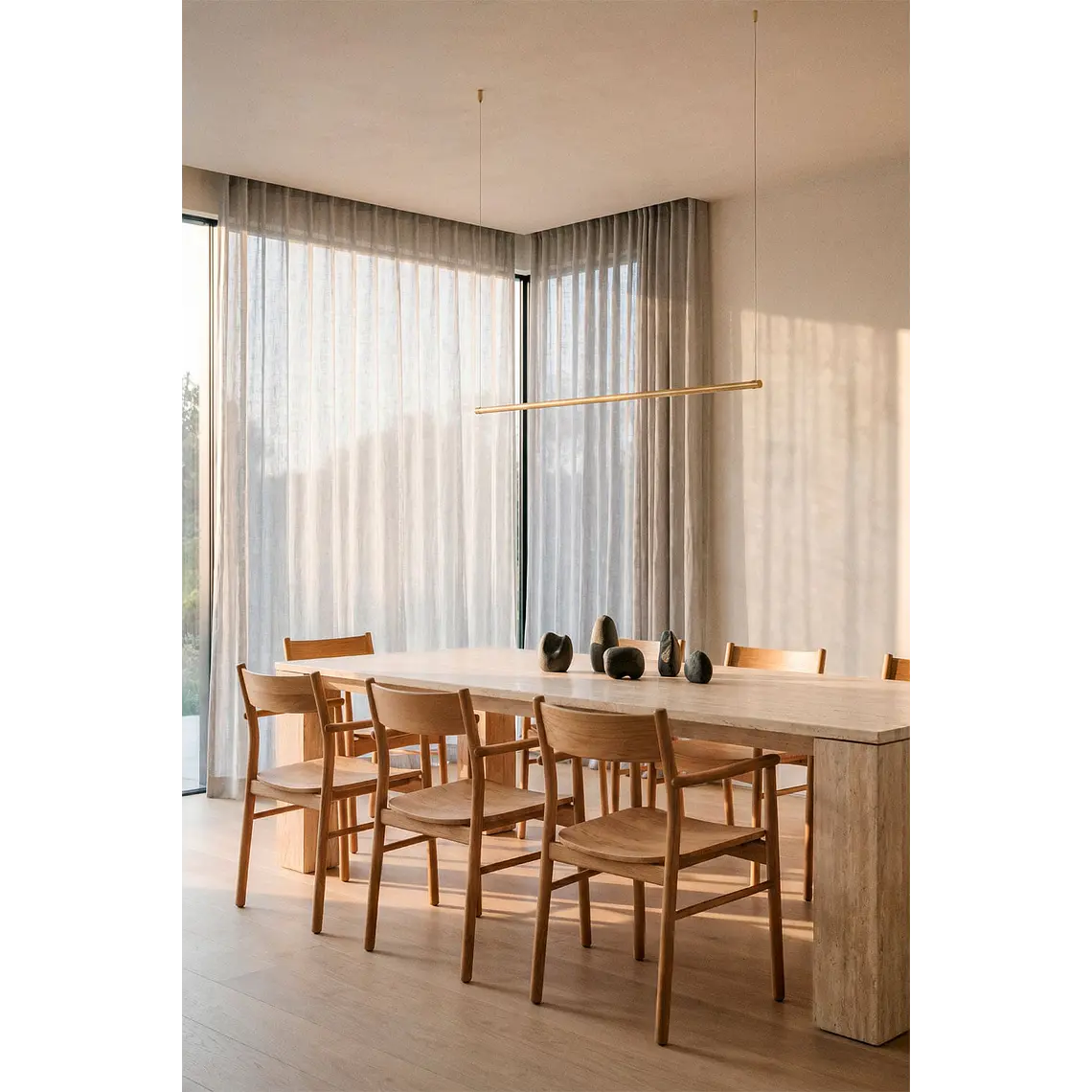 Mesa de comedor rectangular 240x110 cm en travertino 1