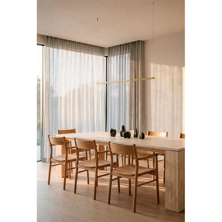 Mesa de comedor rectangular 240x110 cm en travertino 1