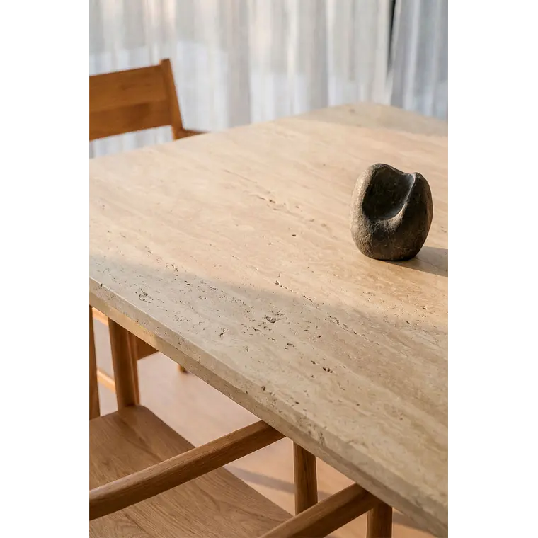 Mesa de comedor rectangular 240x110 cm en travertino 2