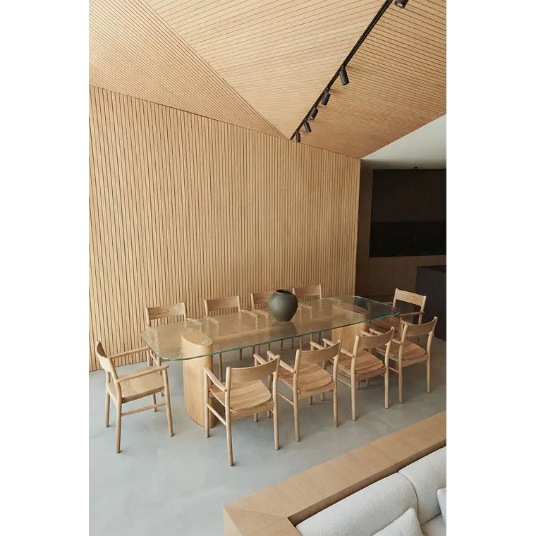 Mesa de comedor rectangular 260x110 cm en vidrio templado y MDF 1