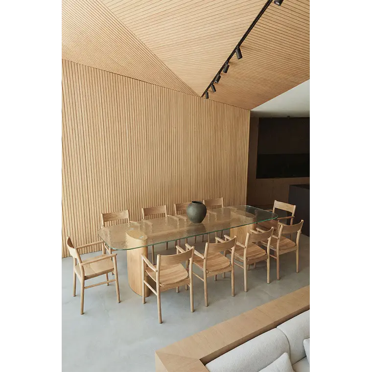 Mesa de comedor rectangular 260x110 cm en vidrio templado y MDF 2