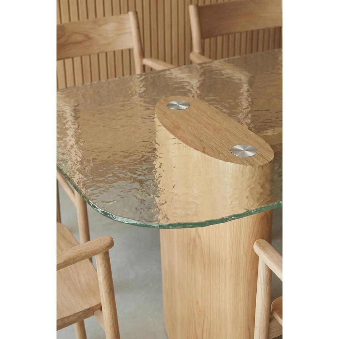Mesa de comedor rectangular 260x110 cm en vidrio templado y MDF 3