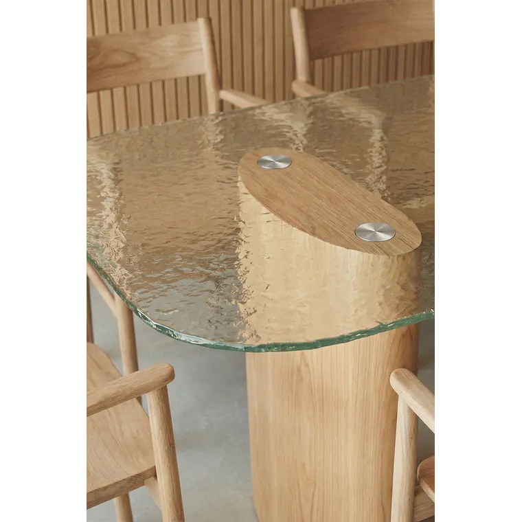 Mesa de comedor rectangular 260x110 cm en vidrio templado y MDF 3