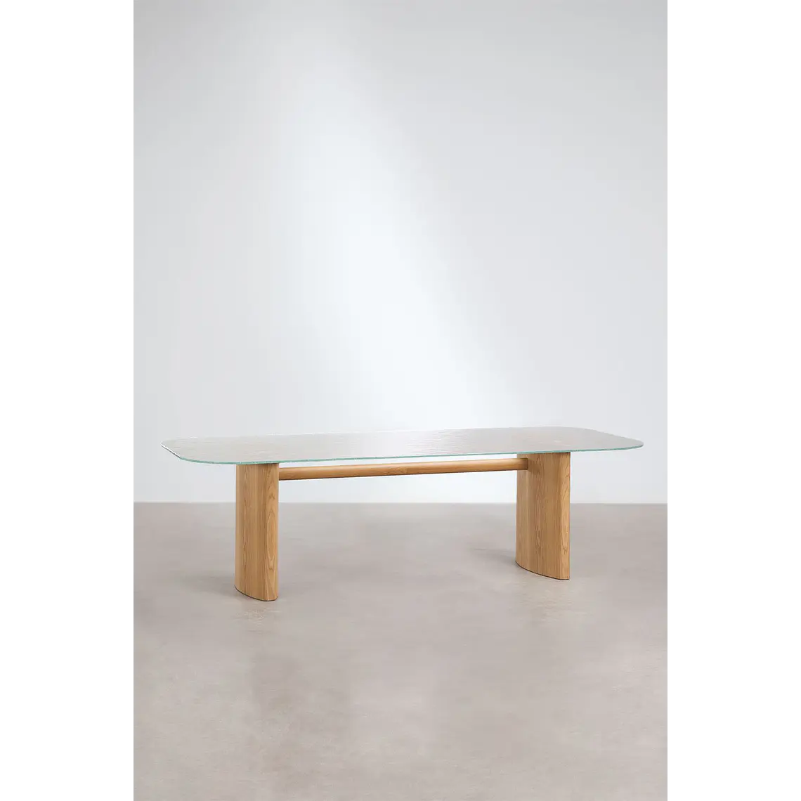Mesa de comedor rectangular 260x110 cm en vidrio templado y MDF 4
