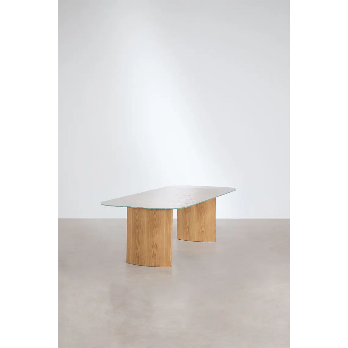Mesa de comedor rectangular 260x110 cm en vidrio templado y MDF 5