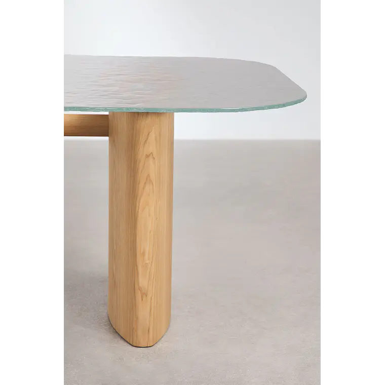 Mesa de comedor rectangular 260x110 cm en vidrio templado y MDF 6