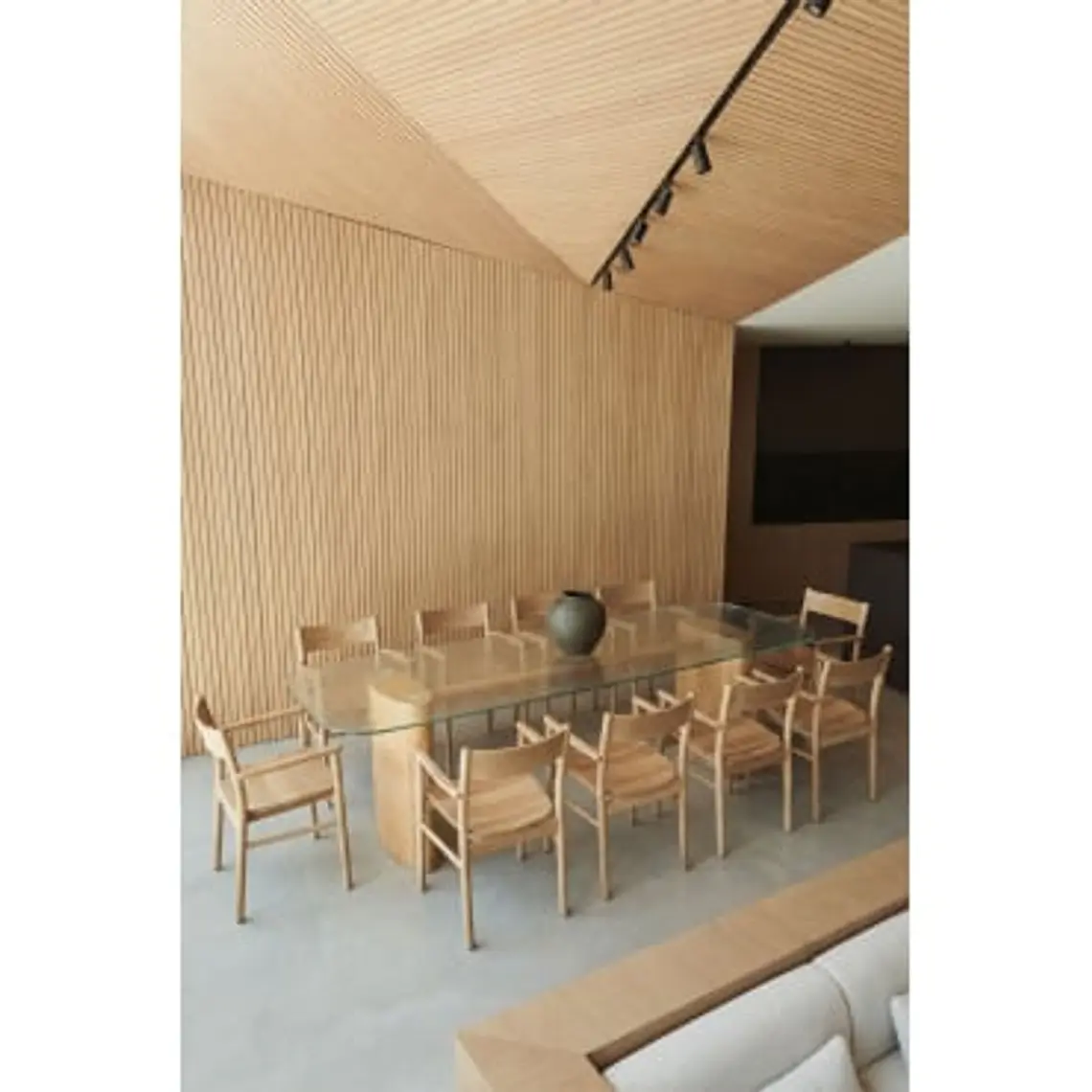 Mesa de comedor rectangular 260x110 cm en vidrio templado y MDF 11