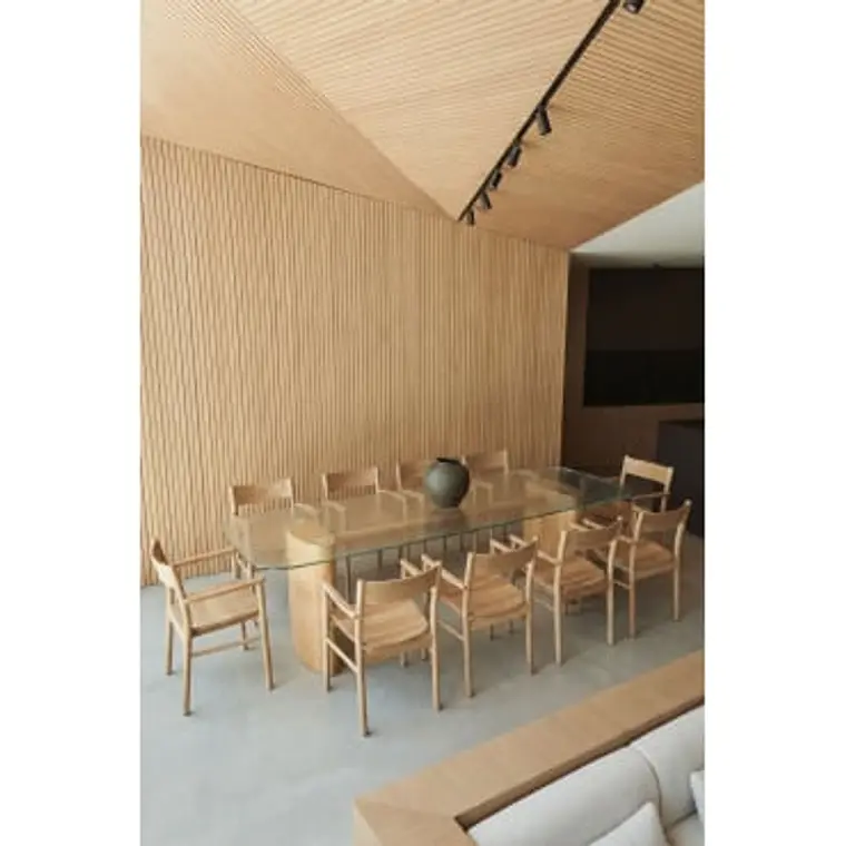 Mesa de comedor rectangular 260x110 cm en vidrio templado y MDF 11