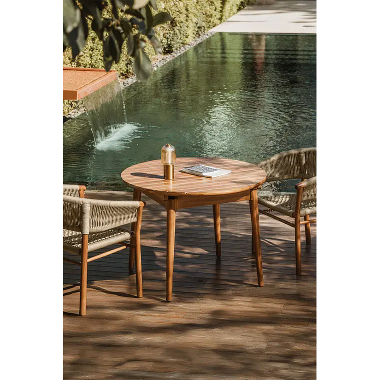 Mesa de jardín 100-135x100 cm extensible en madera de acacia Orlia 1