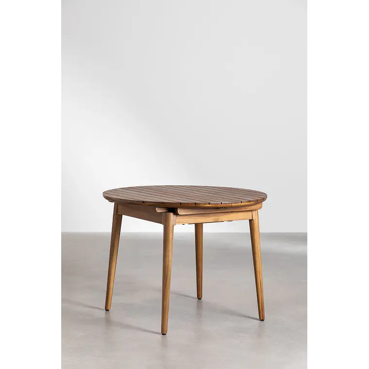 Mesa de jardín 100-135x100 cm extensible en madera de acacia Orlia 3