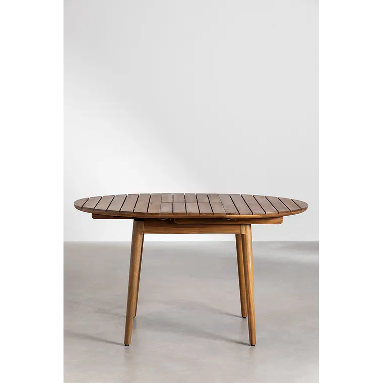 Mesa de jardín 100-135x100 cm extensible en madera de acacia Orlia 4