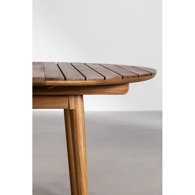 Mesa de jardín 100-135x100 cm extensible en madera de acacia Orlia 5