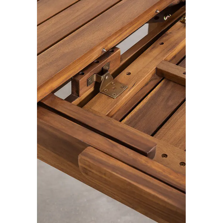 Mesa de jardín 100-135x100 cm extensible en madera de acacia Orlia 6