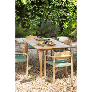 Mesa de jardín 90-150x90 cm extensible en madera de eucalipto Hala